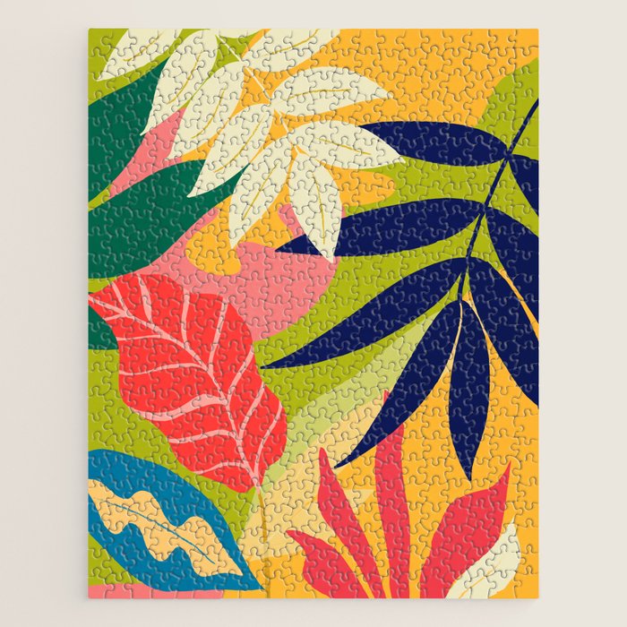 Modern Abstract Art Tropical Leaves Jigsaw Puzzle Gallery Image 1