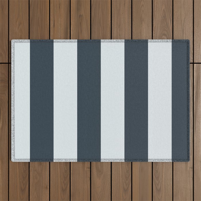 Nautical Deep Blue Stripes - Cozy Heirloom Outdoor Rug Gallery Image 1