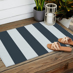 Nautical Deep Blue Stripes - Cozy Heirloom Outdoor Rug Gallery Image 2