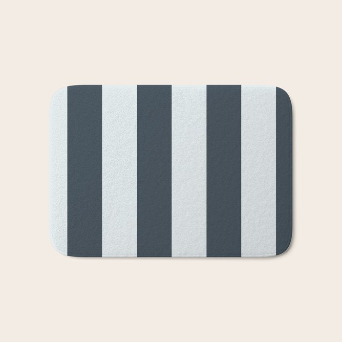 Nautical Deep Blue Stripes - Cozy Heirloom Bath Mat Gallery Image 1