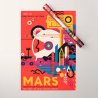 NASA Retro Space Travel Poster #9 Mars Wrapping Paper Gallery Image 1