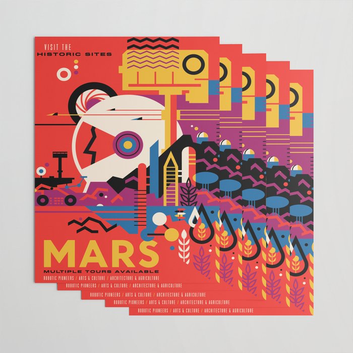 NASA Retro Space Travel Poster #9 Mars Wrapping Paper Gallery Image 3