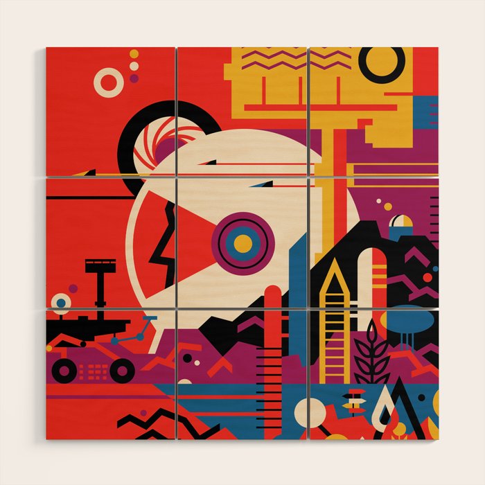 NASA Retro Space Travel Poster #9 Mars Wood Wall Art Gallery Image 1