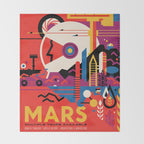 NASA Retro Space Travel Poster #9 Mars Throw Blanket Gallery Image 2
