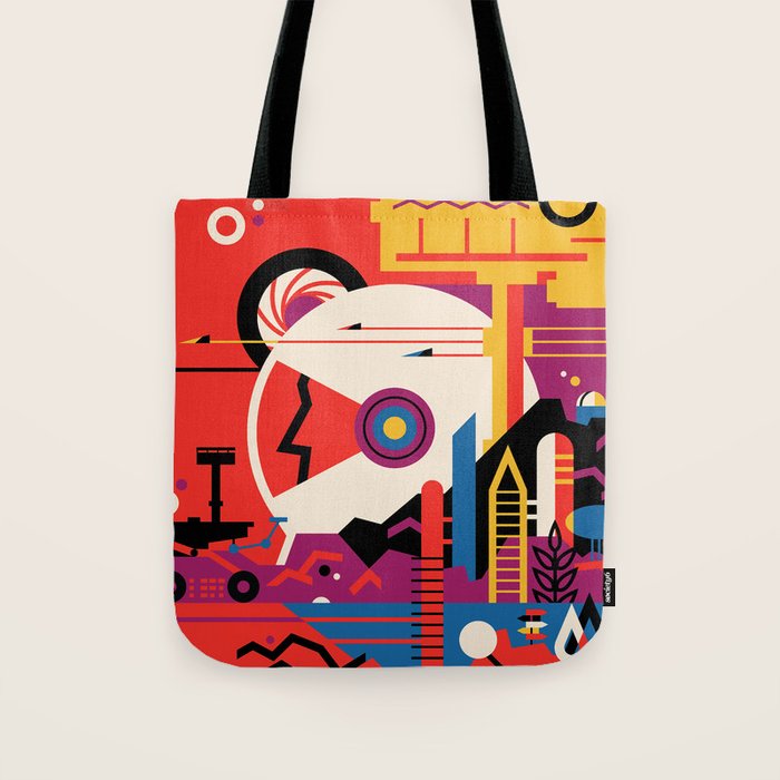 NASA Retro Space Travel Poster #9 Mars Tote Bag Gallery Image 1