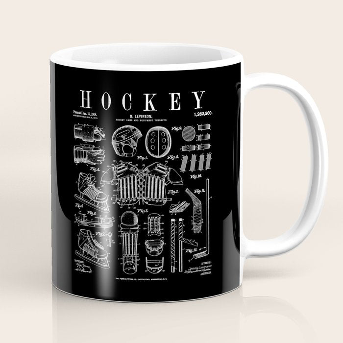 Ice Hockey Player Winter Sport Vintage Patent Print Coffee Mug Gallery Image 1