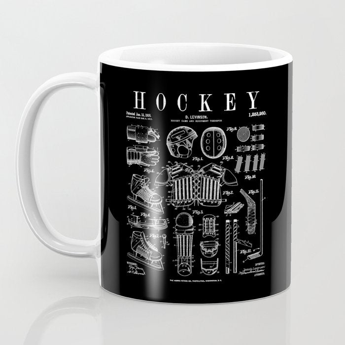 Ice Hockey Player Winter Sport Vintage Patent Print Coffee Mug Gallery Image 3