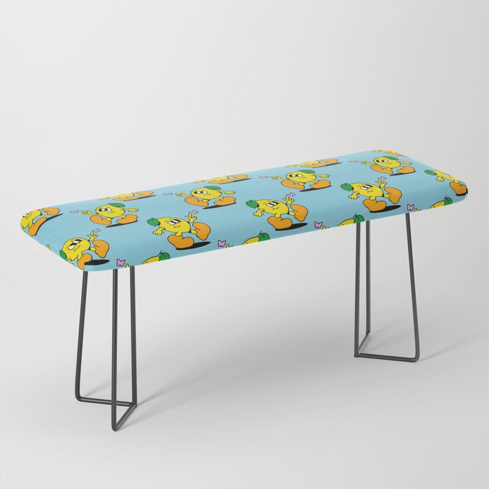 Funny retro lemon cartoon character pattern Bench Gallery Image 1