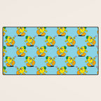 Funny retro lemon cartoon character pattern Desk Mat Gallery Image 3
