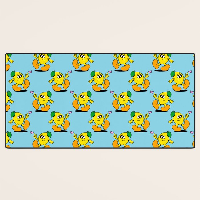 Funny retro lemon cartoon character pattern Desk Mat Gallery Image 3