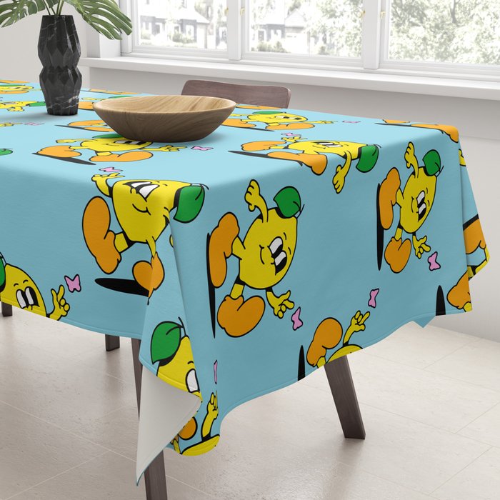 Funny retro lemon cartoon character pattern Tablecloth Gallery Image 3