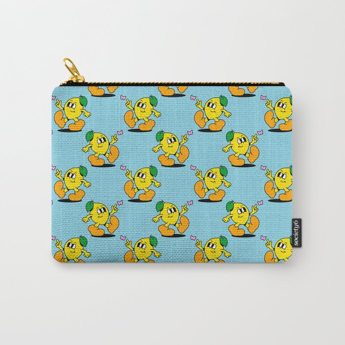 Funny retro lemon cartoon character pattern Carry All Pouch Gallery Image 1