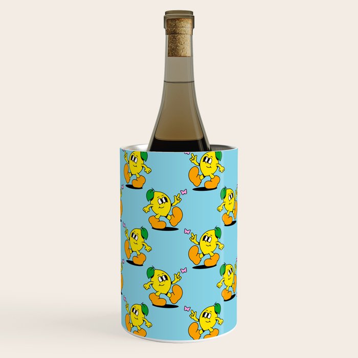 Funny retro lemon cartoon character pattern Wine Chiller Gallery Image 3
