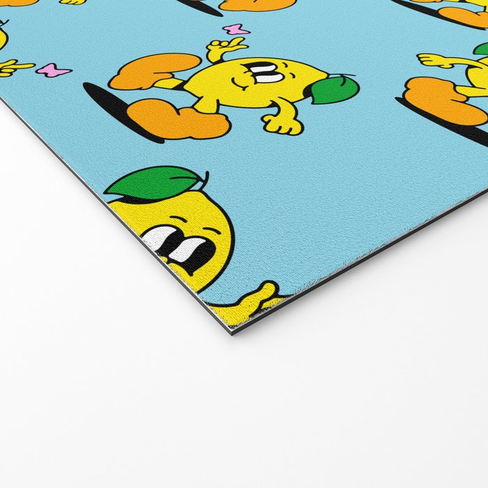 Funny retro lemon cartoon character pattern Welcome Mat Gallery Image 2