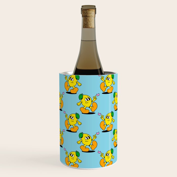 Funny retro lemon cartoon character pattern Wine Chiller Gallery Image 1