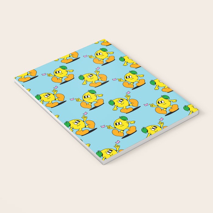 Funny retro lemon cartoon character pattern Notebook Gallery Image 3