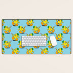Funny retro lemon cartoon character pattern Desk Mat Gallery Image 1
