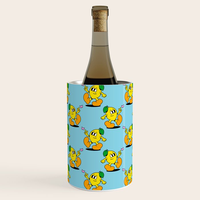 Funny retro lemon cartoon character pattern Wine Chiller Gallery Image 2