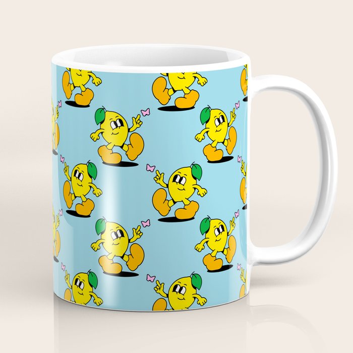 Funny retro lemon cartoon character pattern Coffee Mug Gallery Image 1