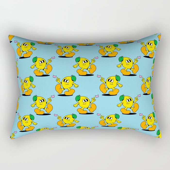 Funny retro lemon cartoon character pattern Rectangular Pillow Gallery Image 2