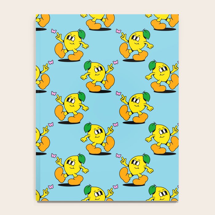 Funny retro lemon cartoon character pattern Notebook Gallery Image 4