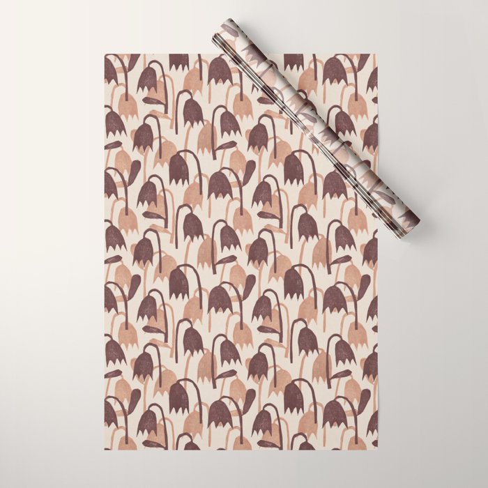Linocut Tulip Pattern #2 Wrapping Paper Gallery Image 1