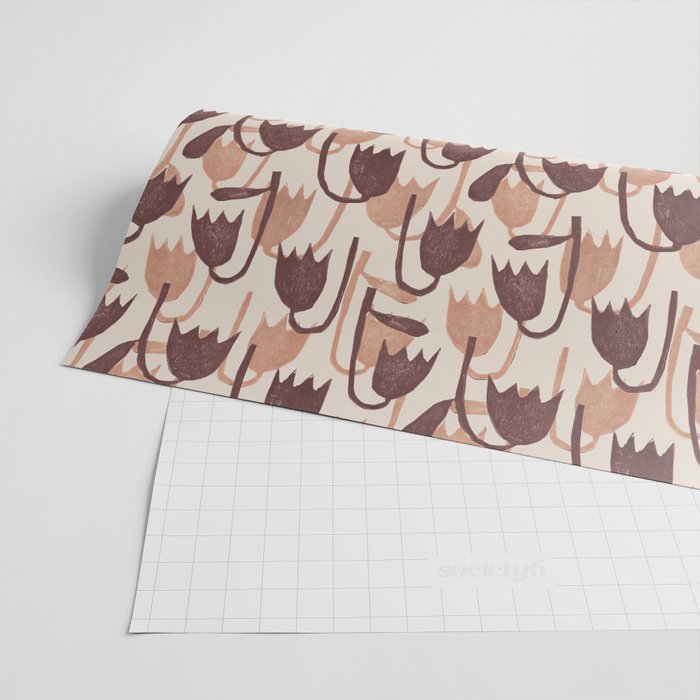 Linocut Tulip Pattern #2 Wrapping Paper Gallery Image 2