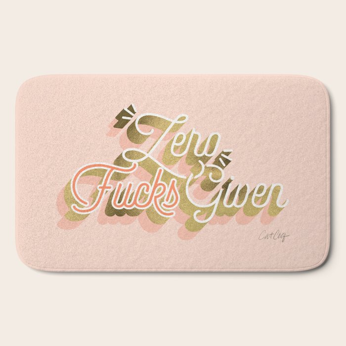 Zero F*cks Given - Blush & Gold Palette Bath Mat Gallery Image 2