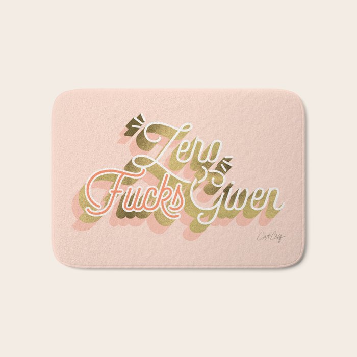 Zero F*cks Given - Blush & Gold Palette Bath Mat Gallery Image 1