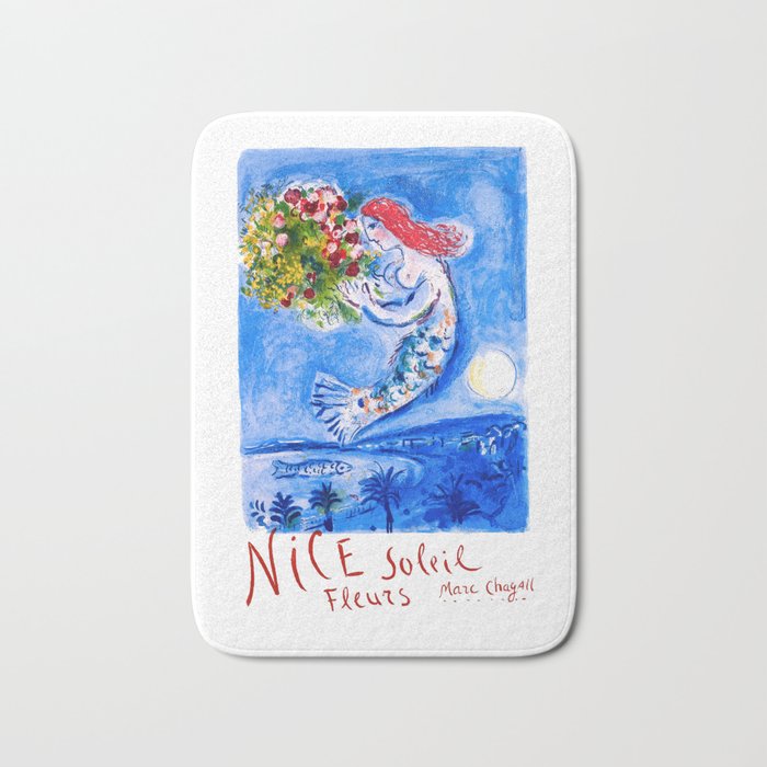 1962 FRANCE Marc Chagall Nice Soleil Fleurs Travel Poster Bath Mat Gallery Image 1