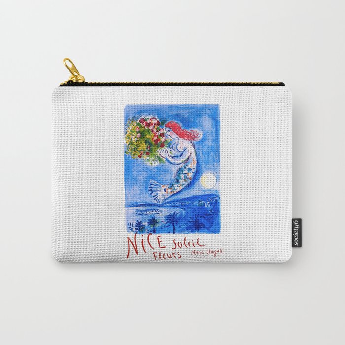 1962 FRANCE Marc Chagall Nice Soleil Fleurs Travel Poster Carry All Pouch Gallery Image 1