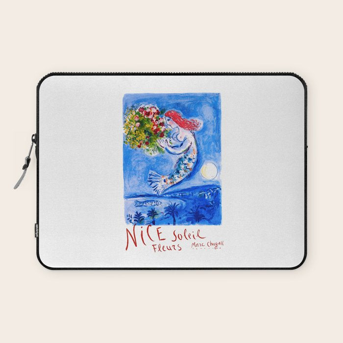 1962 FRANCE Marc Chagall Nice Soleil Fleurs Travel Poster Laptop Sleeve Gallery Image 1