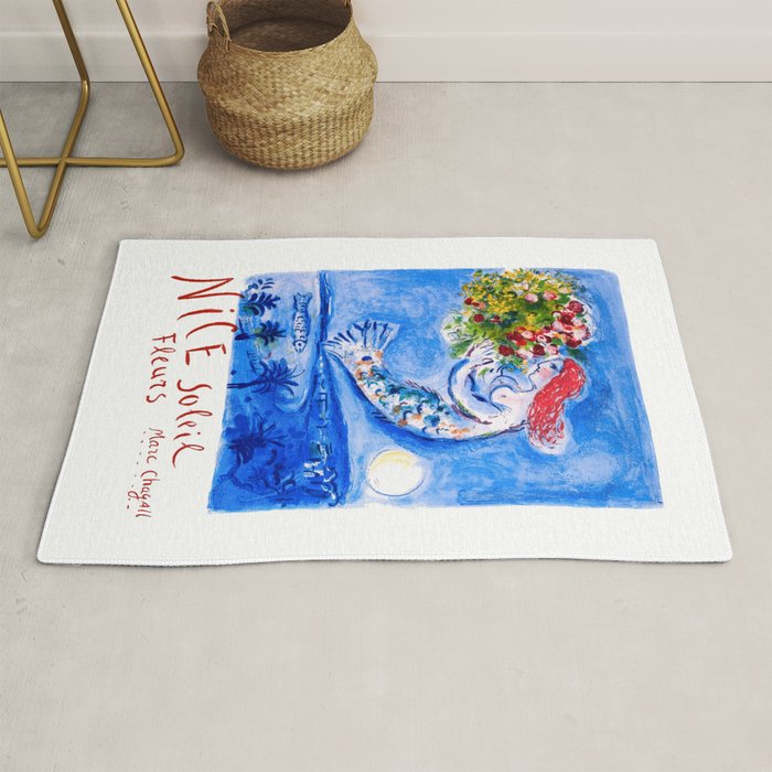 1962 FRANCE Marc Chagall Nice Soleil Fleurs Travel Poster Rug Gallery Image 1