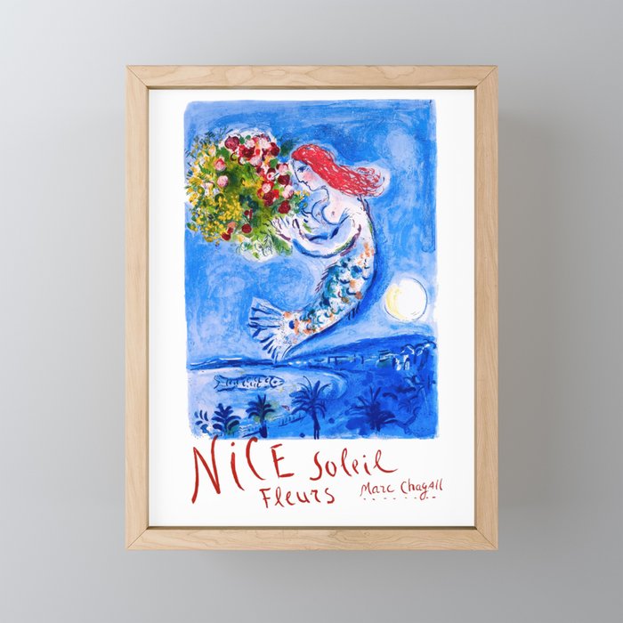 1962 FRANCE Marc Chagall Nice Soleil Fleurs Travel Poster Mini Art Print Gallery Image 1