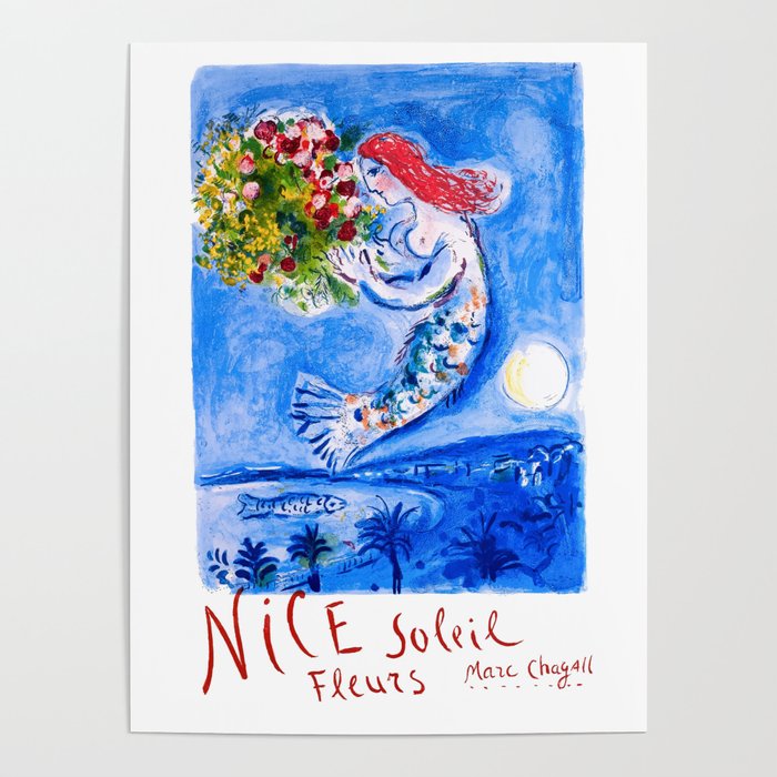 1962 FRANCE Marc Chagall Nice Soleil Fleurs Travel Poster Poster Gallery Image 1