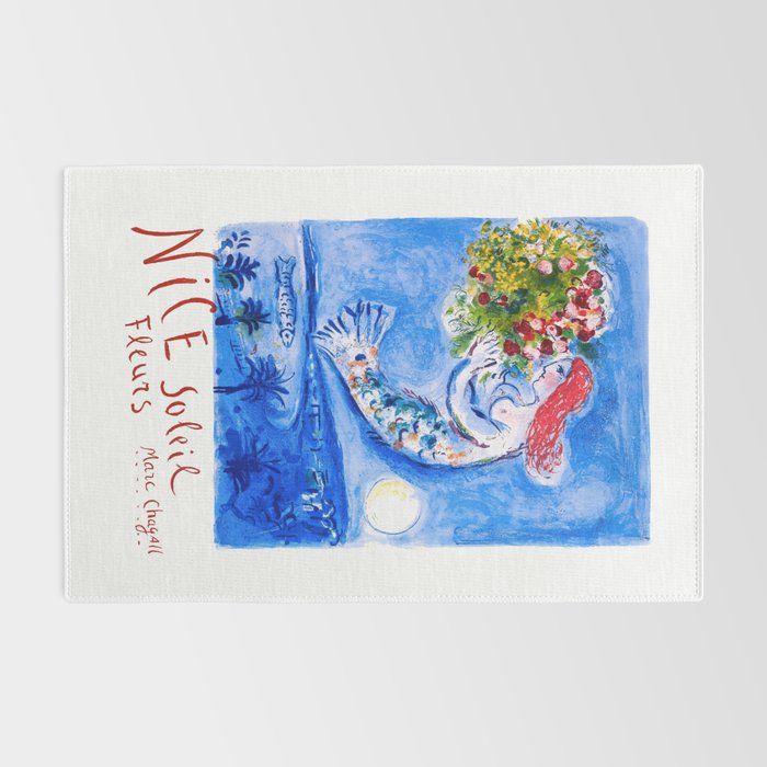 1962 FRANCE Marc Chagall Nice Soleil Fleurs Travel Poster Rug Gallery Image 2