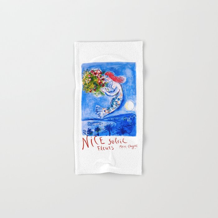 1962 FRANCE Marc Chagall Nice Soleil Fleurs Travel Poster Bath Towel Gallery Image 1