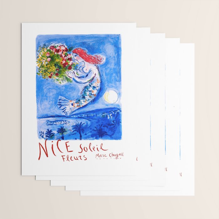 1962 FRANCE Marc Chagall Nice Soleil Fleurs Travel Poster Wrapping Paper Gallery Image 3