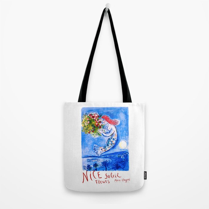 1962 FRANCE Marc Chagall Nice Soleil Fleurs Travel Poster Tote Bag Gallery Image 2