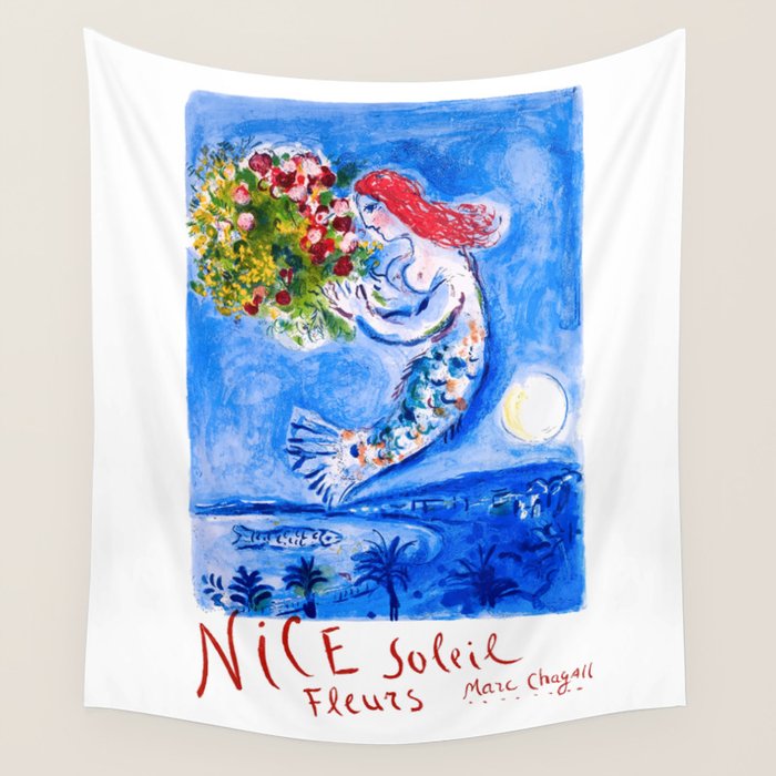 1962 FRANCE Marc Chagall Nice Soleil Fleurs Travel Poster Wall Tapestry Gallery Image 4