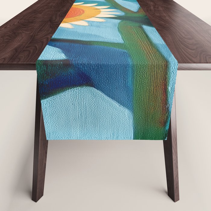 Sunflower Study in Sunny Yellow and Burnt Orange Table Runner Gallery Image 1