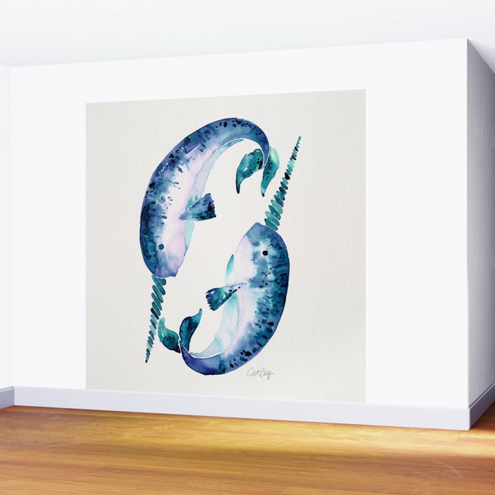 Blue Narwhals Wall Mural Gallery Image 2