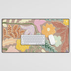 Block print summer meadow earthy tones Desk Mat Gallery Image 1