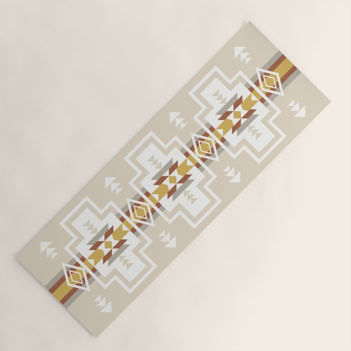 Aztec Stripes Beige Yoga Mat Gallery Image 1