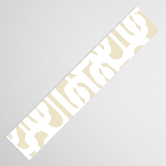 Mid Century Modern Loop Pattern in Neutral Beige and White Table Runner Gallery Image 3