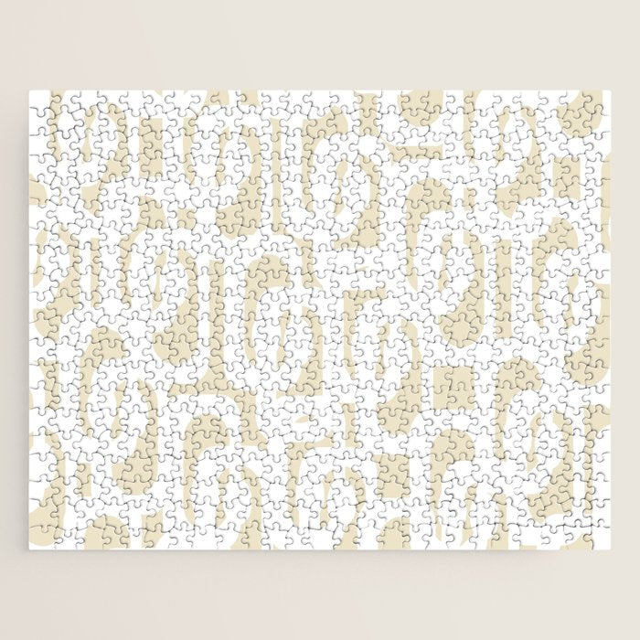 Mid Century Modern Loop Pattern in Neutral Beige and White Jigsaw Puzzle Gallery Image 1