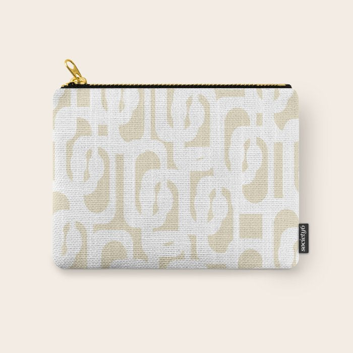 Mid Century Modern Loop Pattern in Neutral Beige and White Carry All Pouch Gallery Image 1