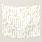 Mid Century Modern Loop Pattern in Neutral Beige and White Wall Tapestry Gallery Image 4