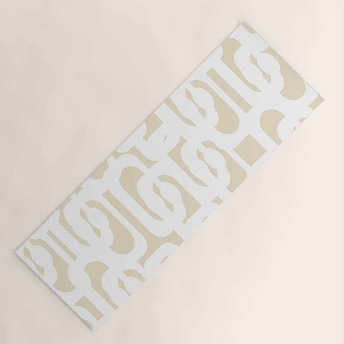 Mid Century Modern Loop Pattern in Neutral Beige and White Yoga Mat Gallery Image 1