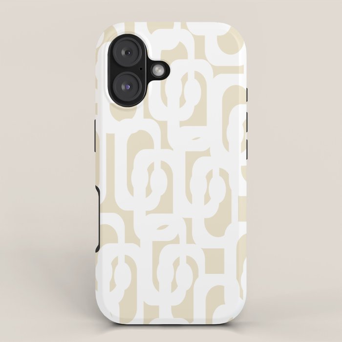 Mid Century Modern Loop Pattern in Neutral Beige and White iPhone Case Gallery Image 1